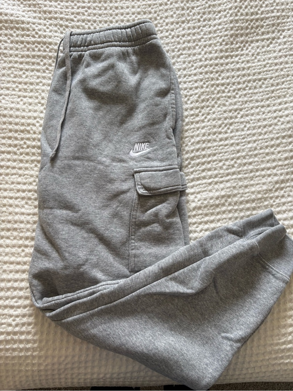 Nike Gray Cargo Joggers with Embroidered Swoosh